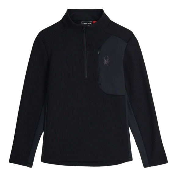 SPYDER Bandit Half Zip Fleece Sweater Jacket Black Pullover Outdoor Activewear - Picture 2 of 13